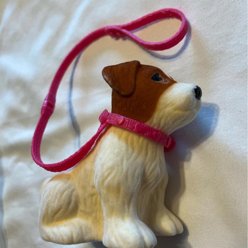 Our Generation Brown and White Dog Toy with Pink Collar